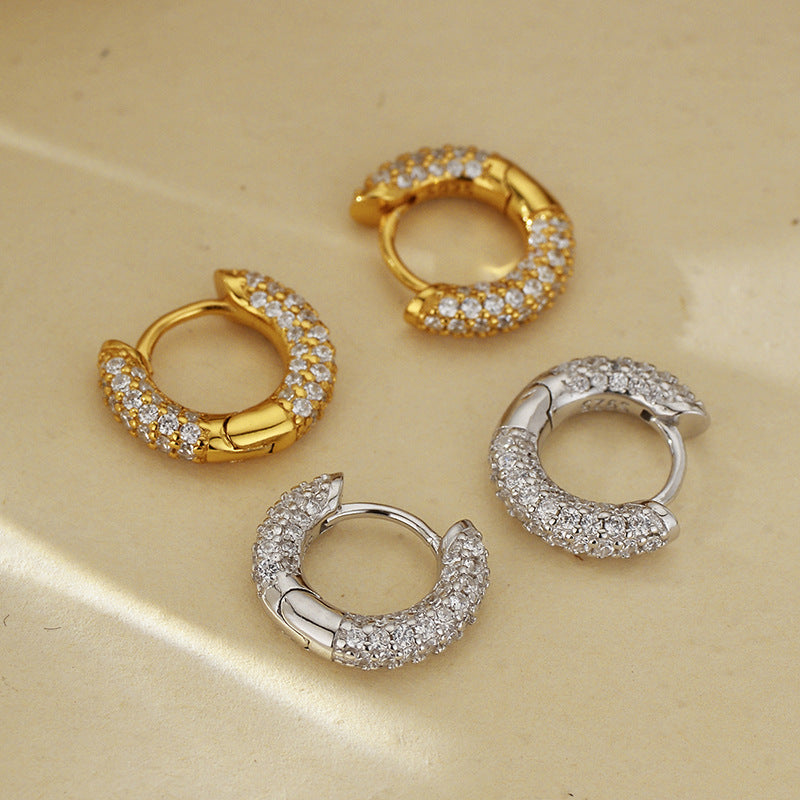 JUSSAN Pave Hoop Sterling Silver Earrings