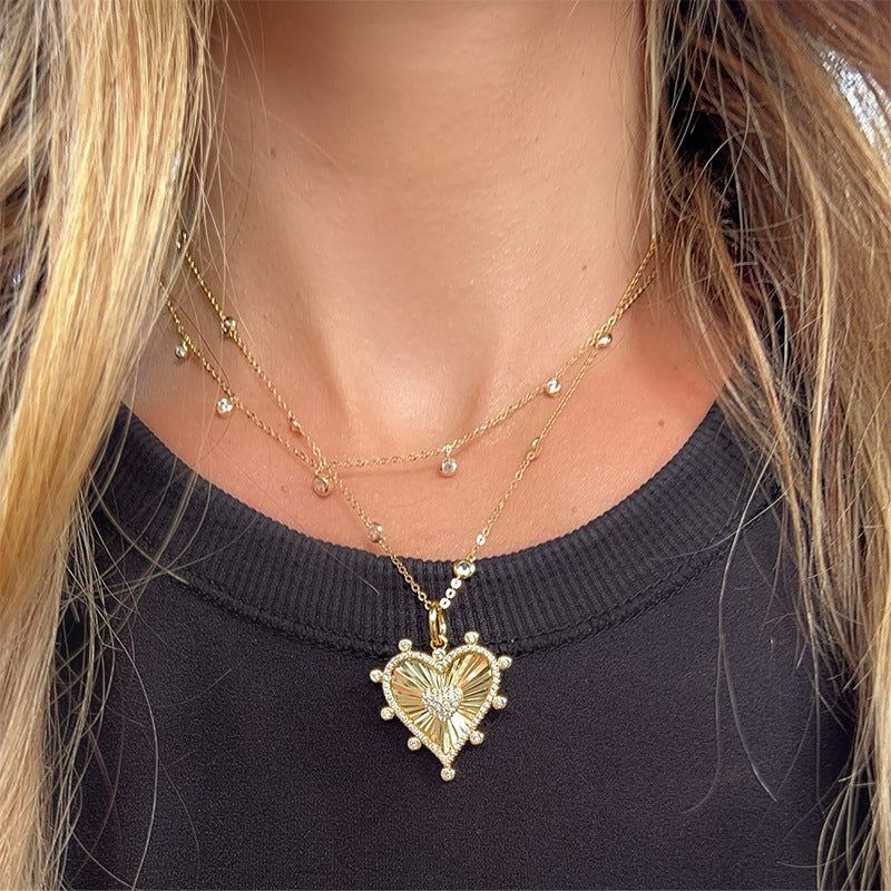 JUSSAN Heart Pave Minimal Sterling Silver Necklace