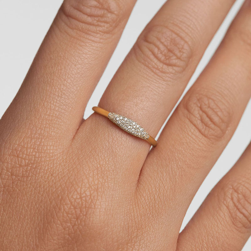 JUSSAN Pave Minimal Sterling Silver Ring