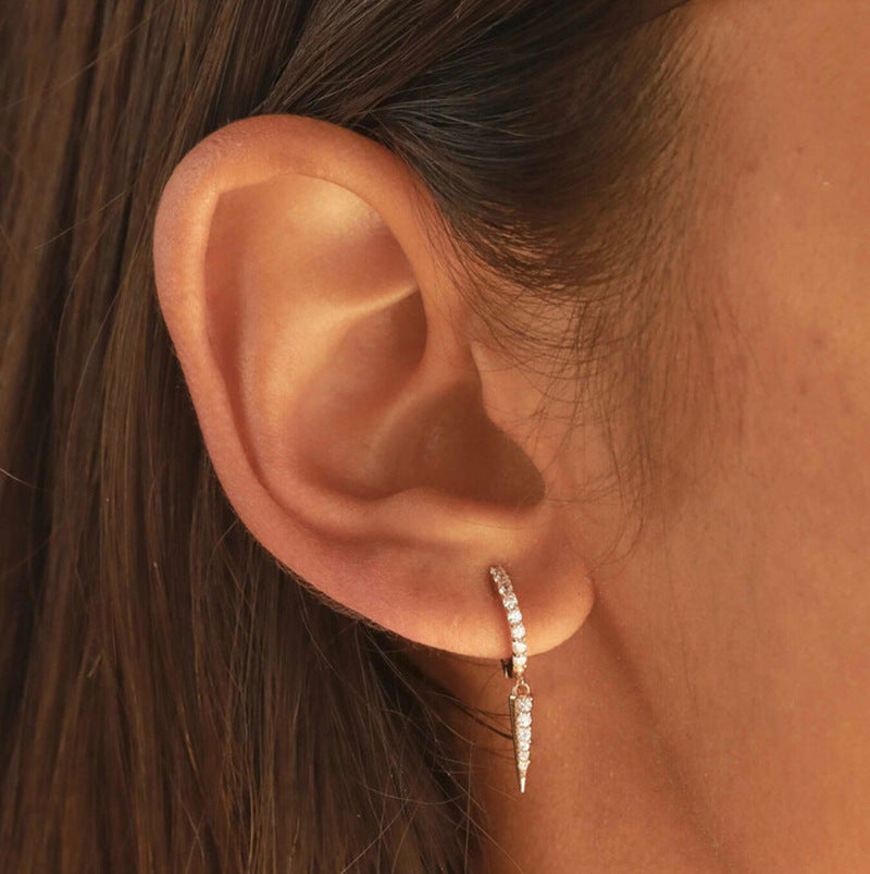 JUSSAN Studded Geometric Pave Sterling Silver Earrings