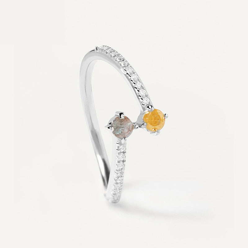 JUSSAN Pave Minimal Sterling Silver Ring