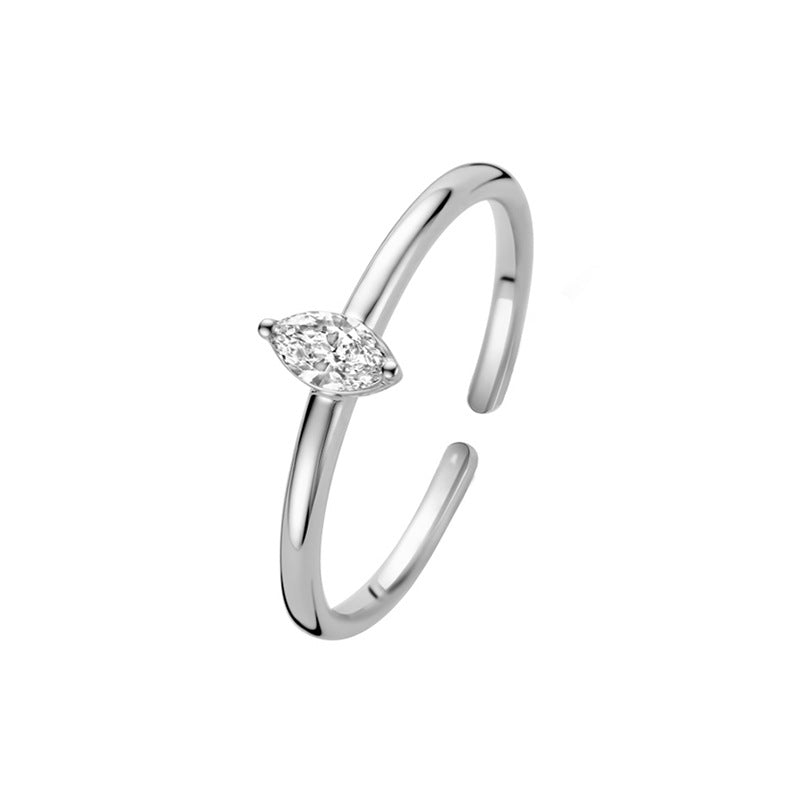 JUSSAN Pave Minimal Sterling Silver Ring