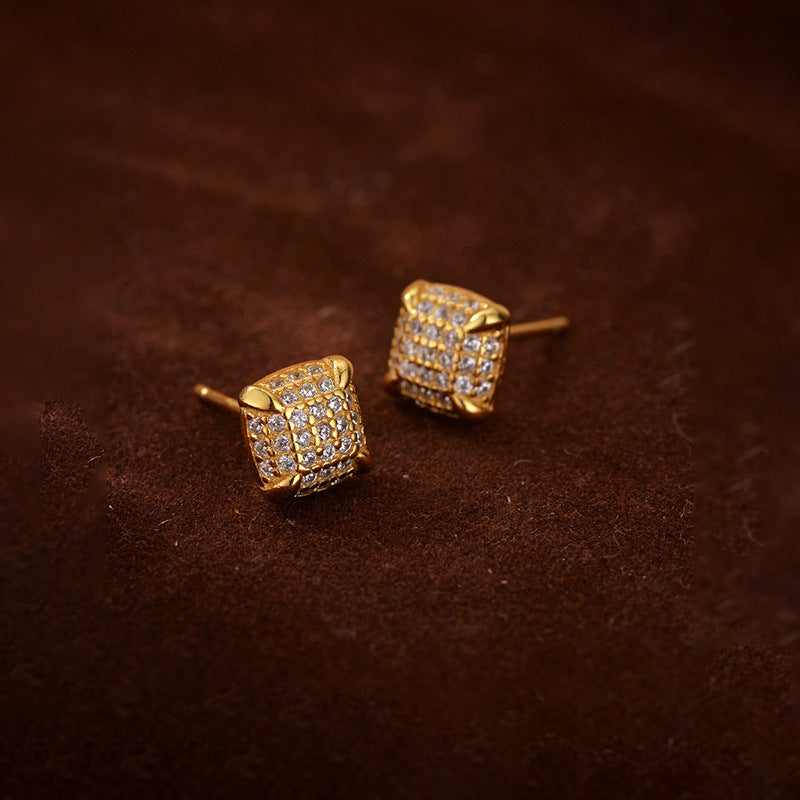 JUSSAN Geometric Pave Sterling Silver Earrings