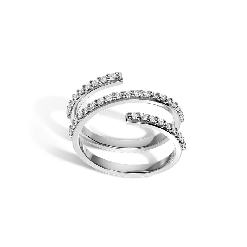 JUSSAN Pave Minimal Luxe Sterling Silver Ring