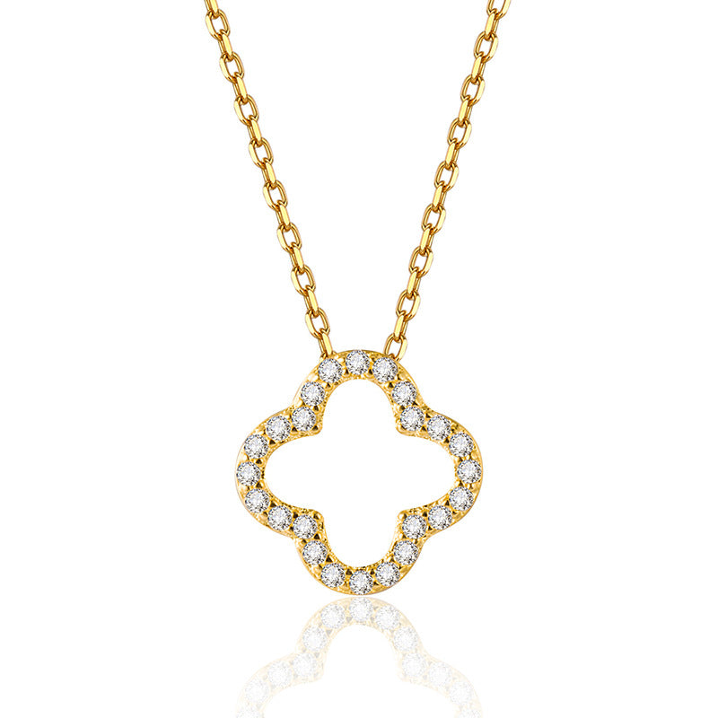 JUSSAN Clover Pave Luxe Sterling Silver Necklace