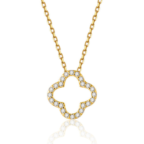 JUSSAN Clover Pave Luxe Sterling Silver Necklace