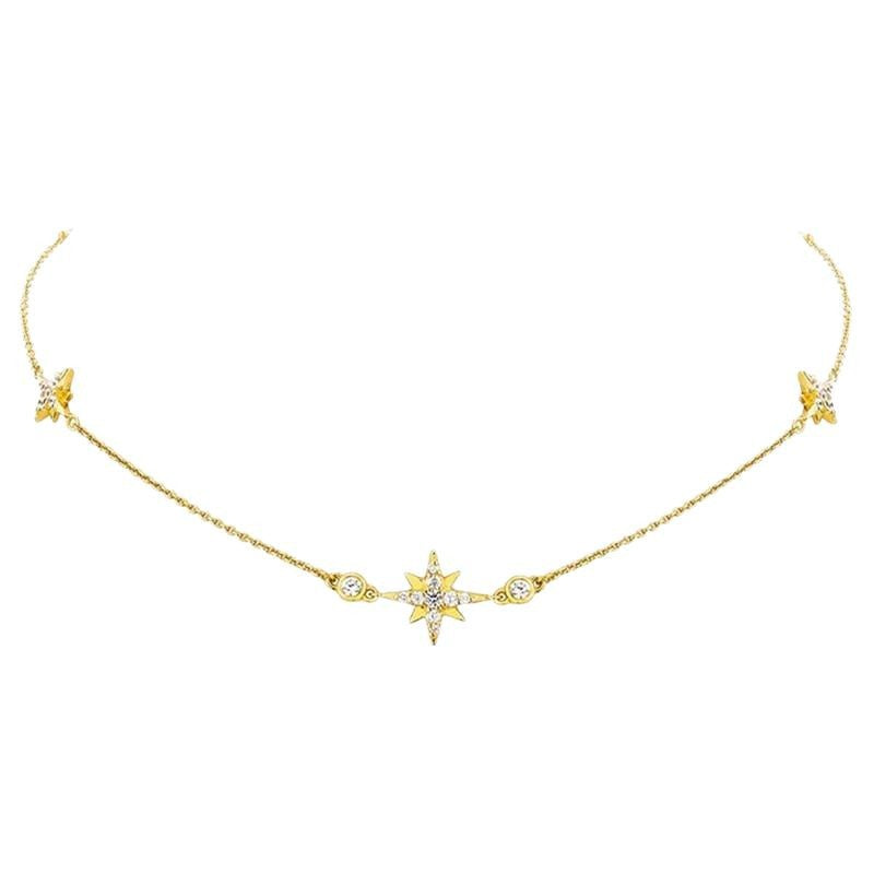 JUSSAN Star Floral Pave Sterling Silver Necklace