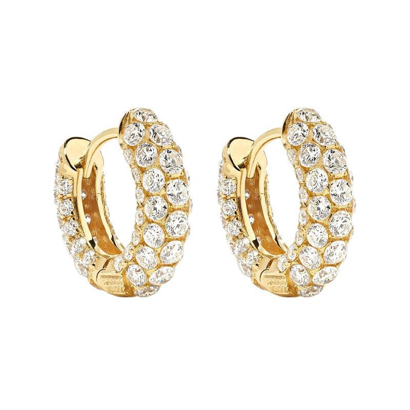 JUSSAN Pave Hoop Sterling Silver Earrings