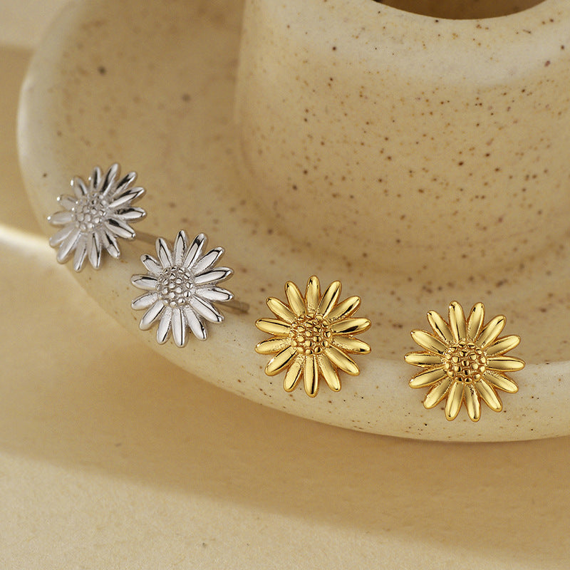 JUSSAN Floral Minimal Sterling Silver Earrings
