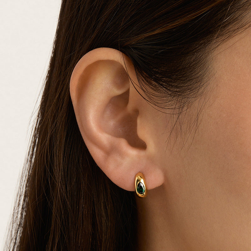 JUSSAN Teardrop Pave Sterling Silver Earrings