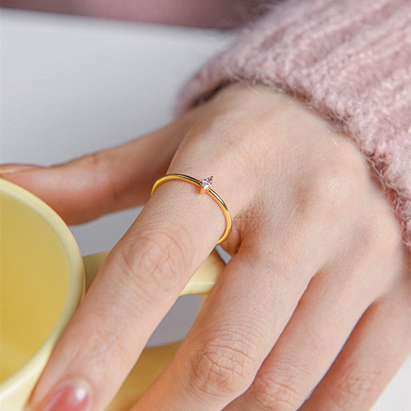 JUSSAN Pave Minimal Sterling Silver Ring