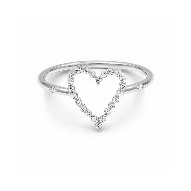 JUSSAN Heart Pave Sterling Silver Ring