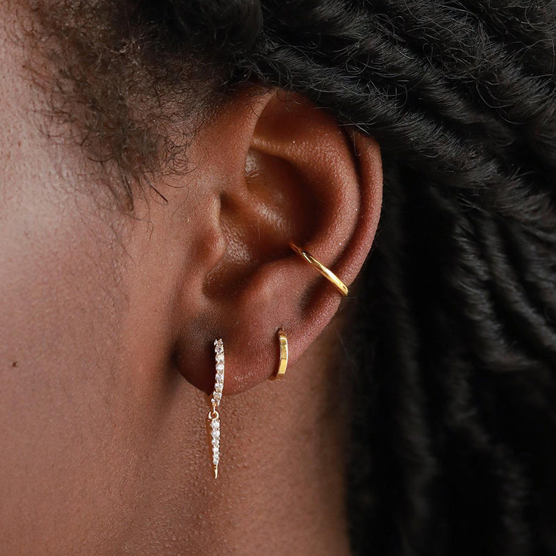 JUSSAN Studded Geometric Pave Sterling Silver Earrings