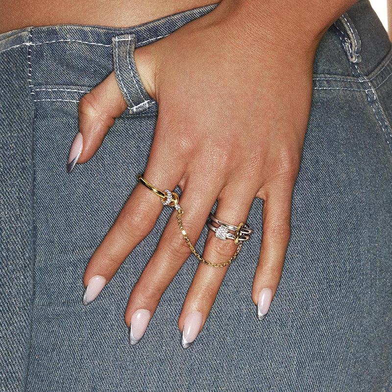 JUSSAN Pave Hoop Sterling Silver Ring