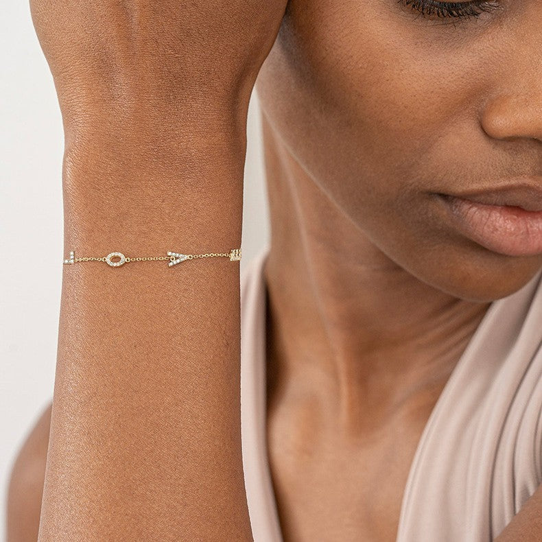 JUSSAN Initial Pave Sterling Silver Bracelet