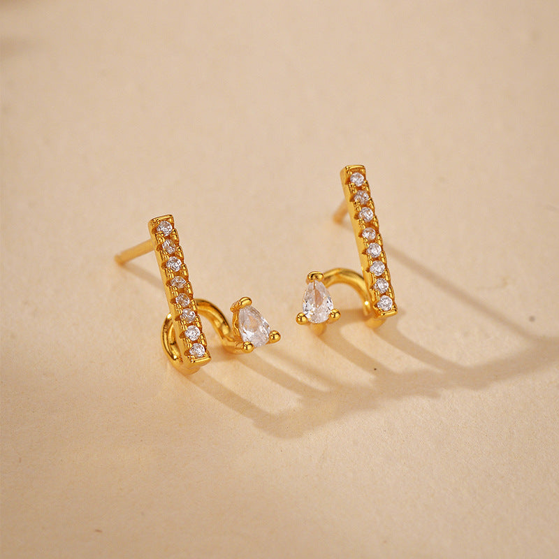 JUSSAN Geometric Pave Hoop Silver Earrings