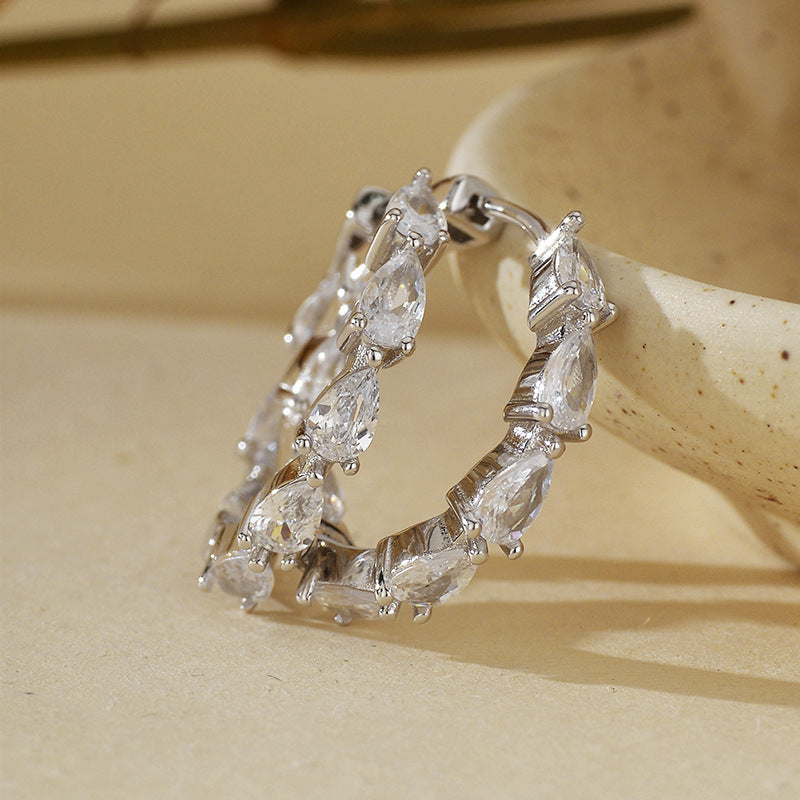 JUSSAN Teardrop Pave Sterling Silver Earrings
