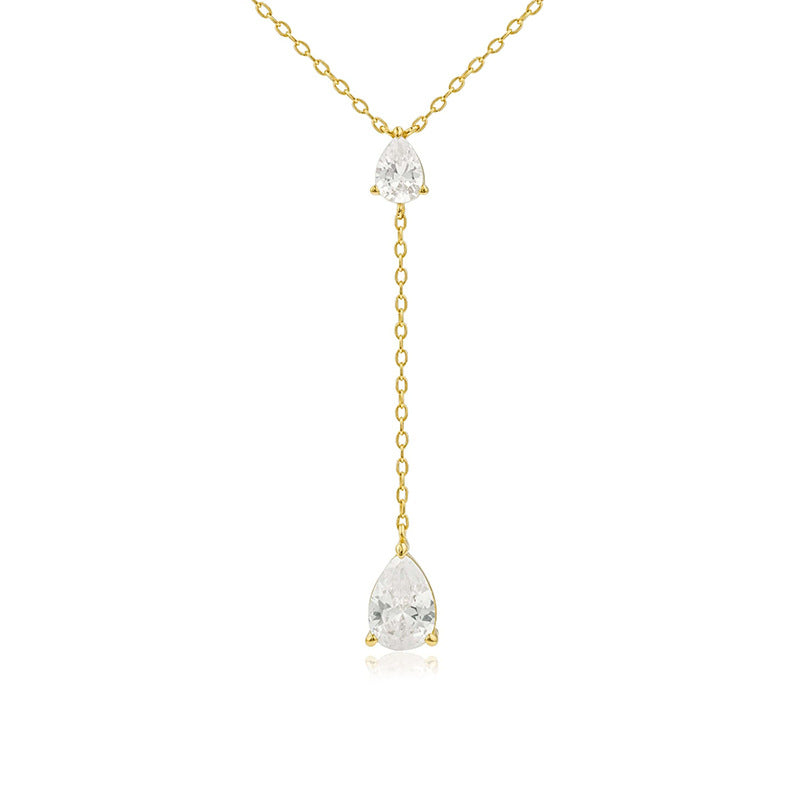 JUSSAN Teardrop Pave Luxe Sterling Silver Necklace
