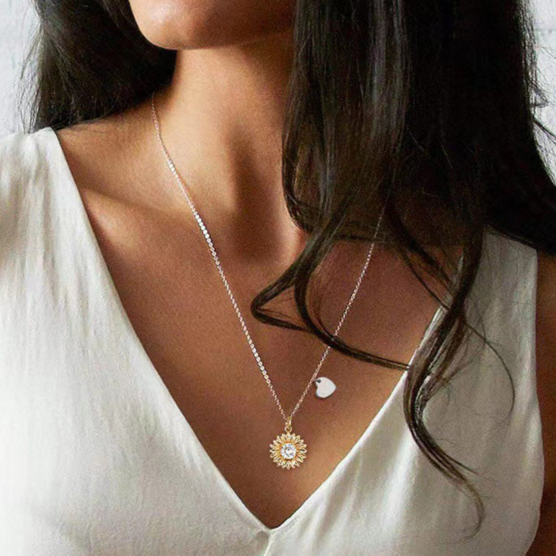 JUSSAN Floral Pave Sterling Silver Necklace