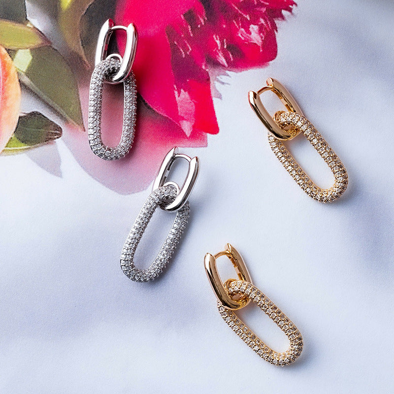 JUSSAN Pave Ear Cuff Sterling Silver Earrings