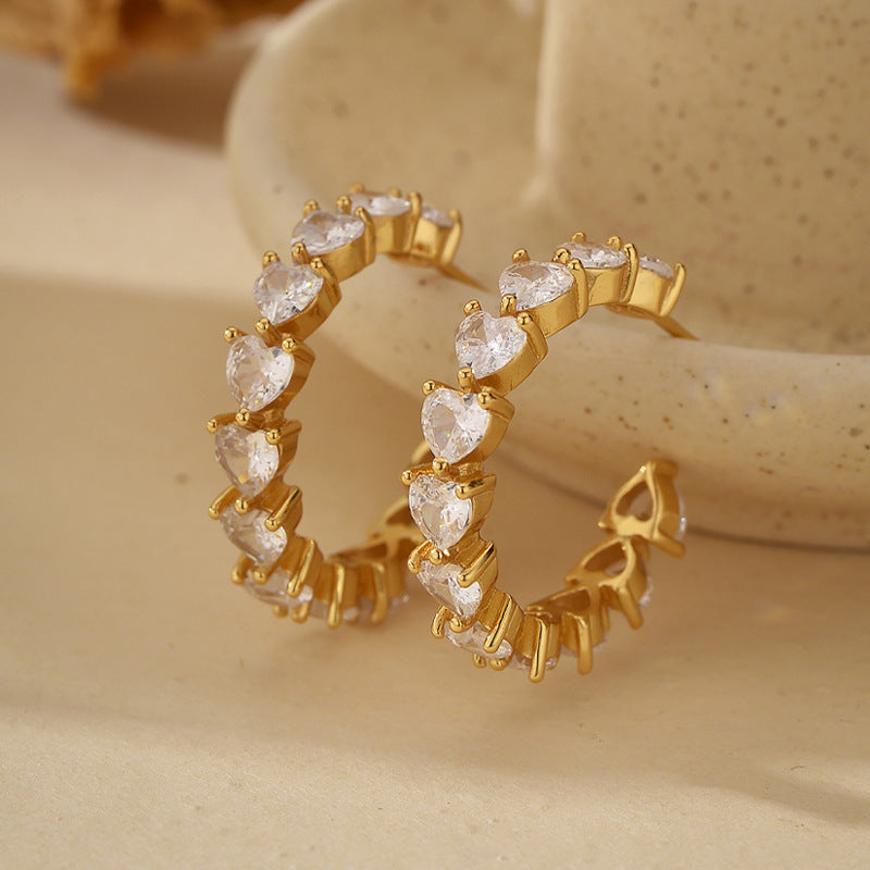 JUSSAN Heart Pave Luxe Sterling Silver Earrings