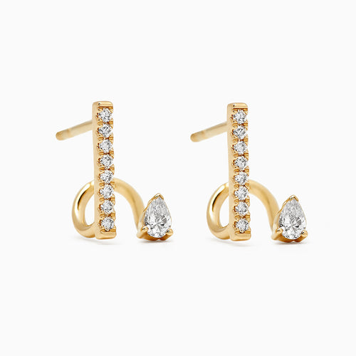 JUSSAN Geometric Pave Hoop Silver Earrings