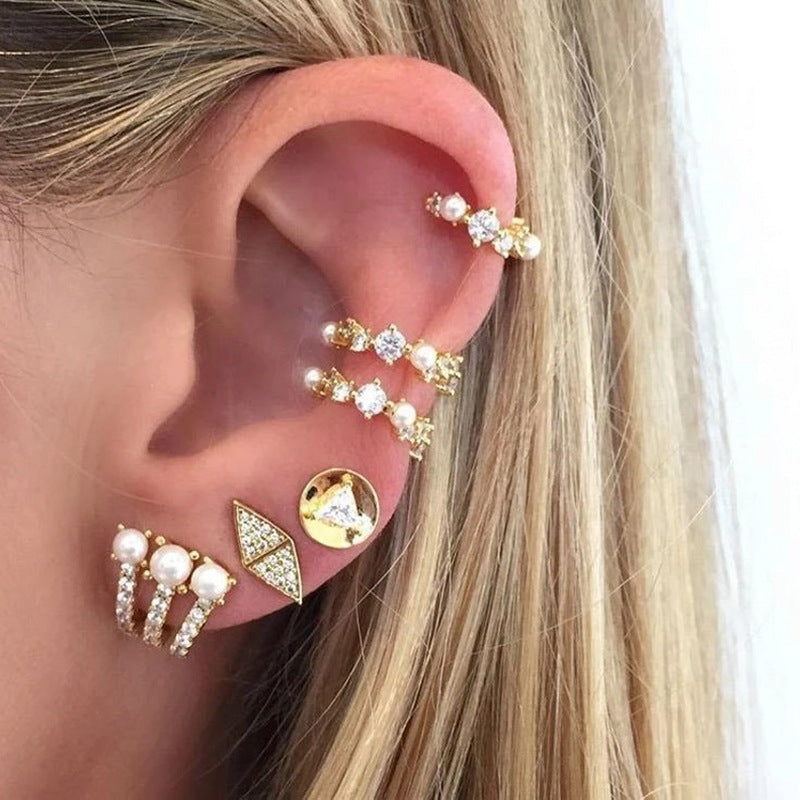 JUSSAN Geometric Pave Sterling Silver Earrings