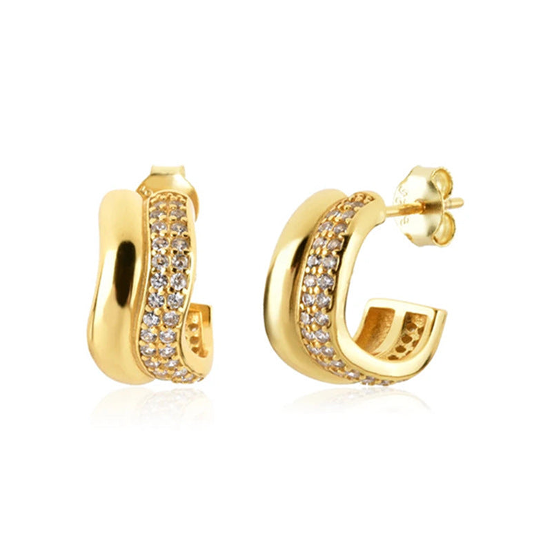 JUSSAN Geometric Pave Luxe Sterling Silver Earrings