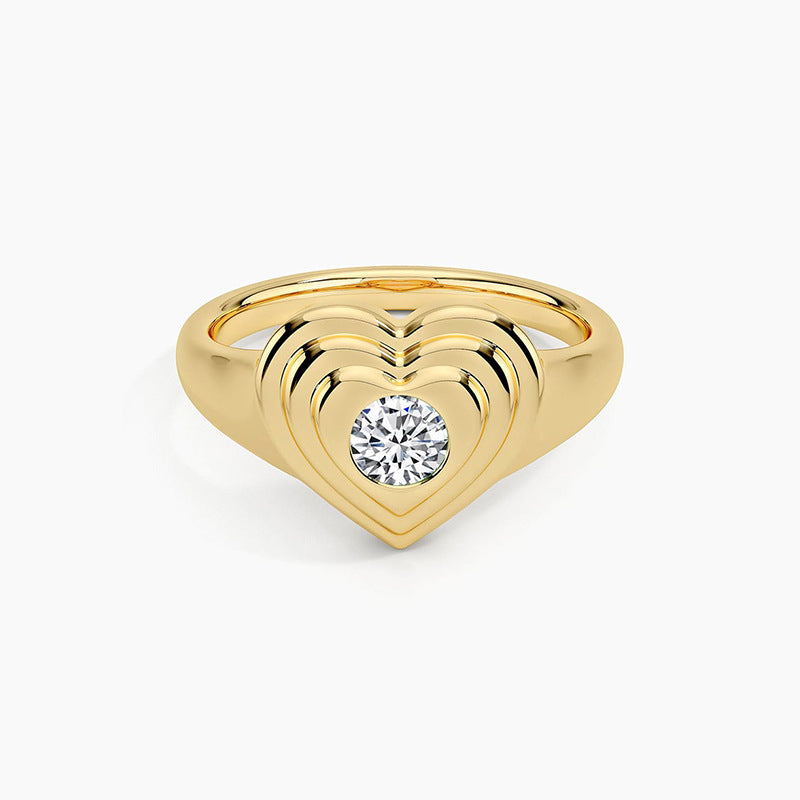 JUSSAN Heart Pave Minimal Sterling Silver Ring