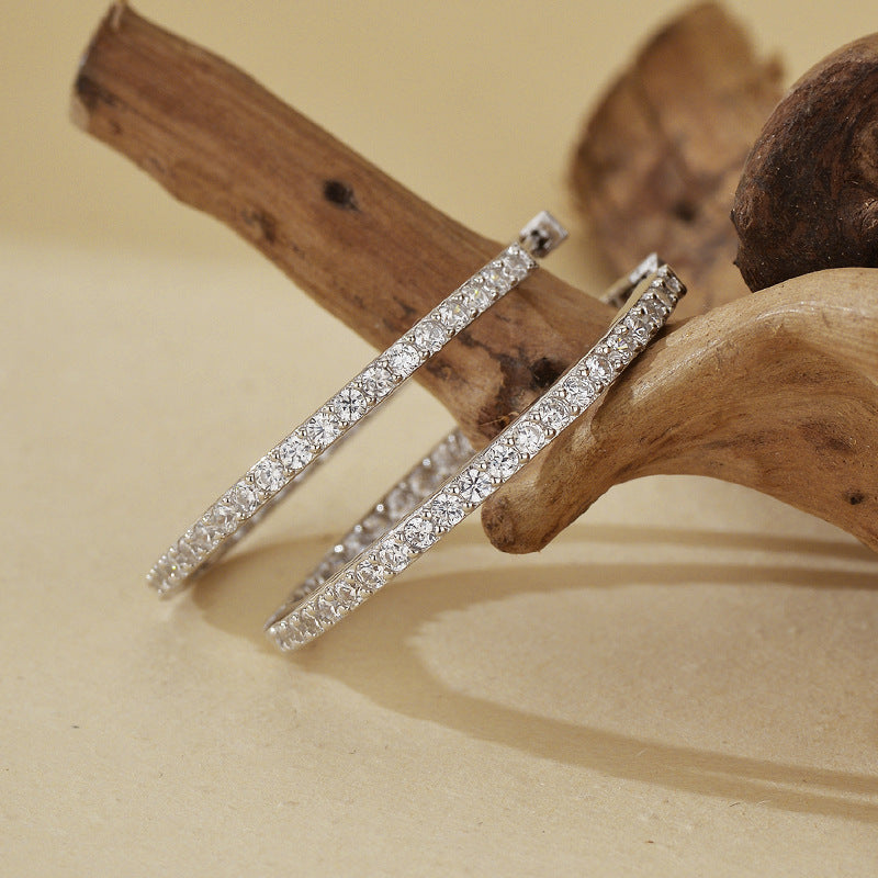 JUSSAN Pave Ear Cuff Sterling Silver Earrings