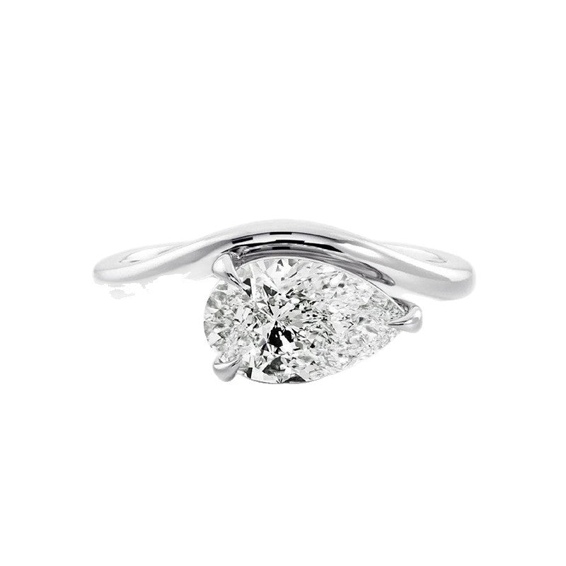 JUSSAN Teardrop Pave Hoop Sterling Silver Ring