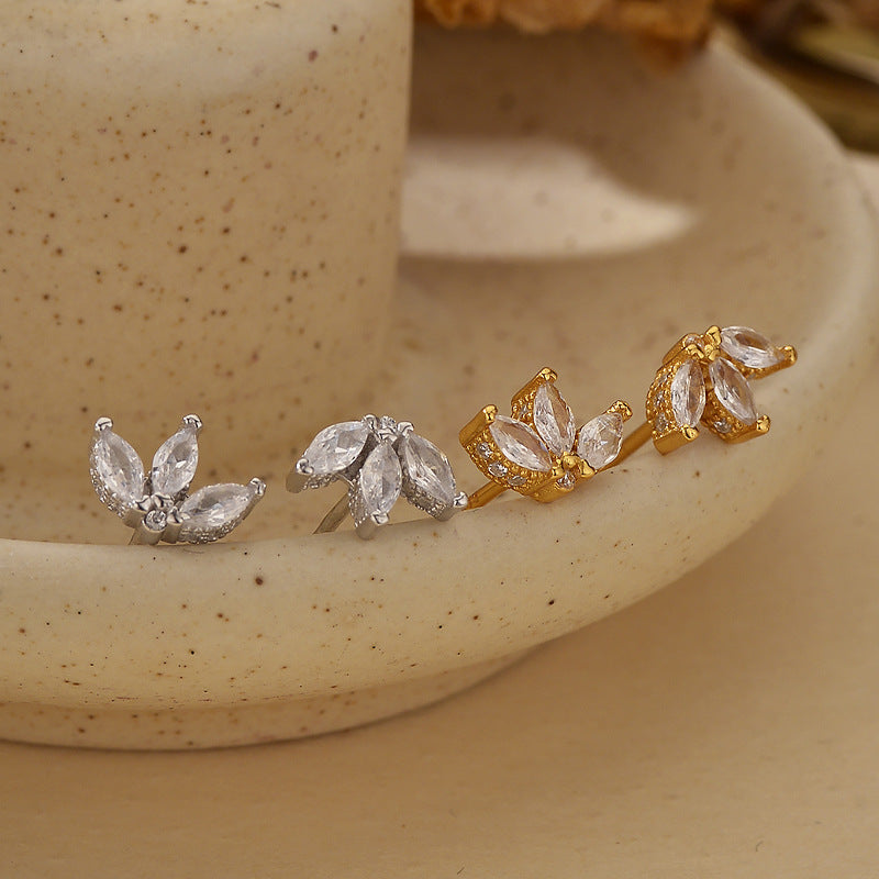 JUSSAN Floral Pave Sterling Silver Earrings