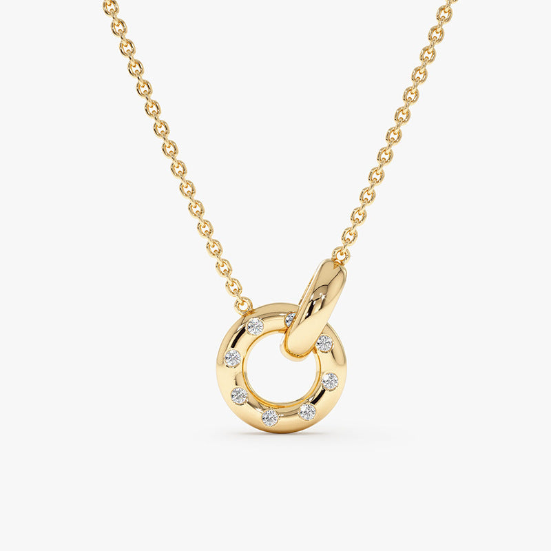 JUSSAN Pave Hoop Minimal Sterling Silver Necklace
