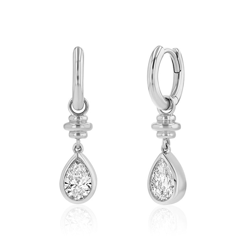 JUSSAN Teardrop Pave Sterling Silver Earrings