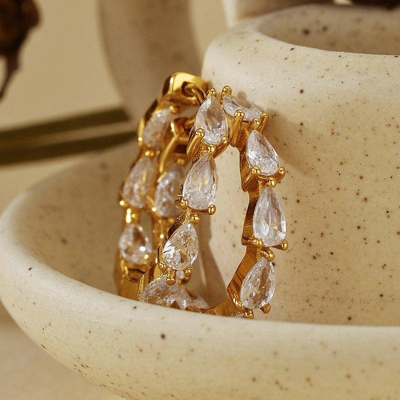 JUSSAN Teardrop Pave Sterling Silver Earrings