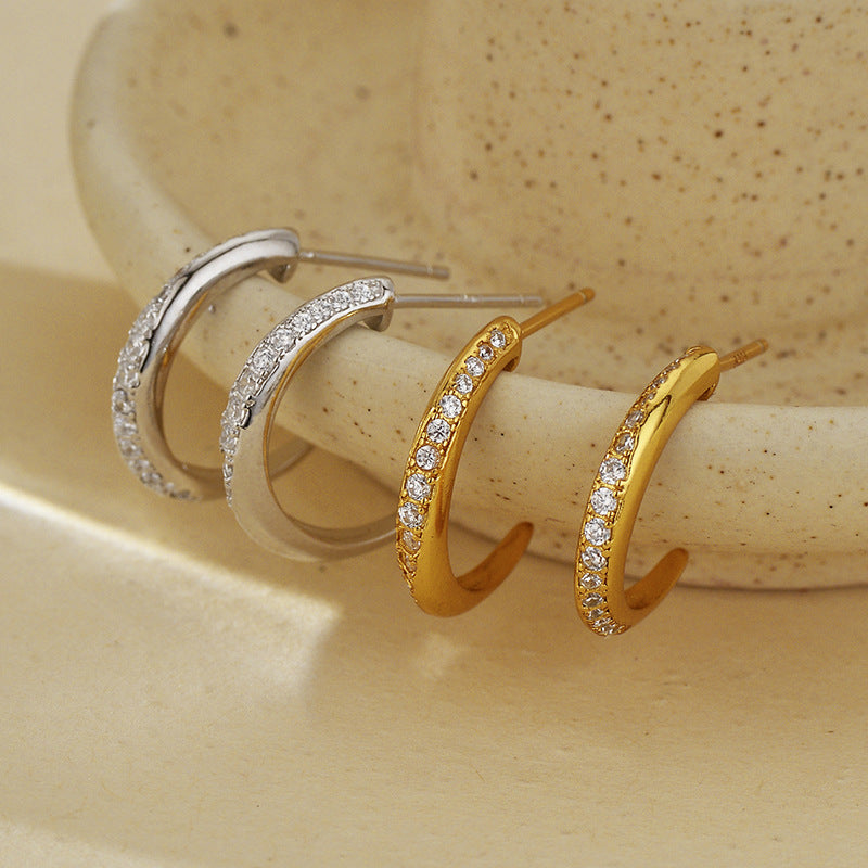 JUSSAN Pave Sterling Silver Earrings