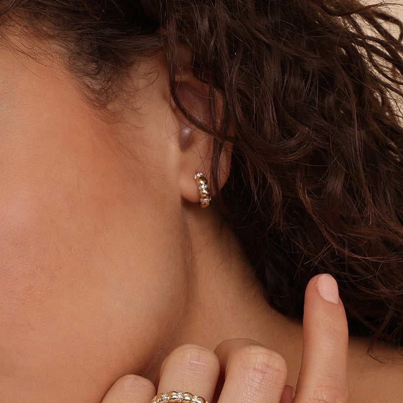 JUSSAN Pave Ear Cuff Sterling Silver Earrings