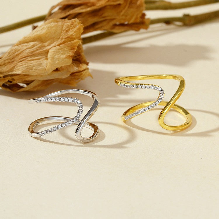 JUSSAN Crossline Geometric Sterling Silver Ring