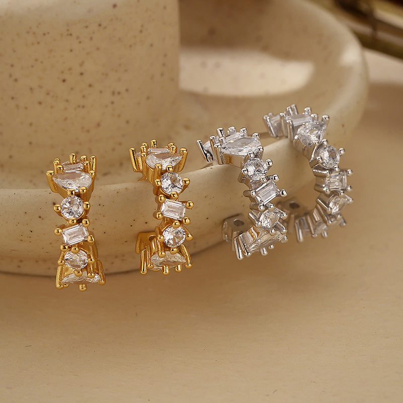 JUSSAN Pave Hoop Luxe Sterling Silver Earrings