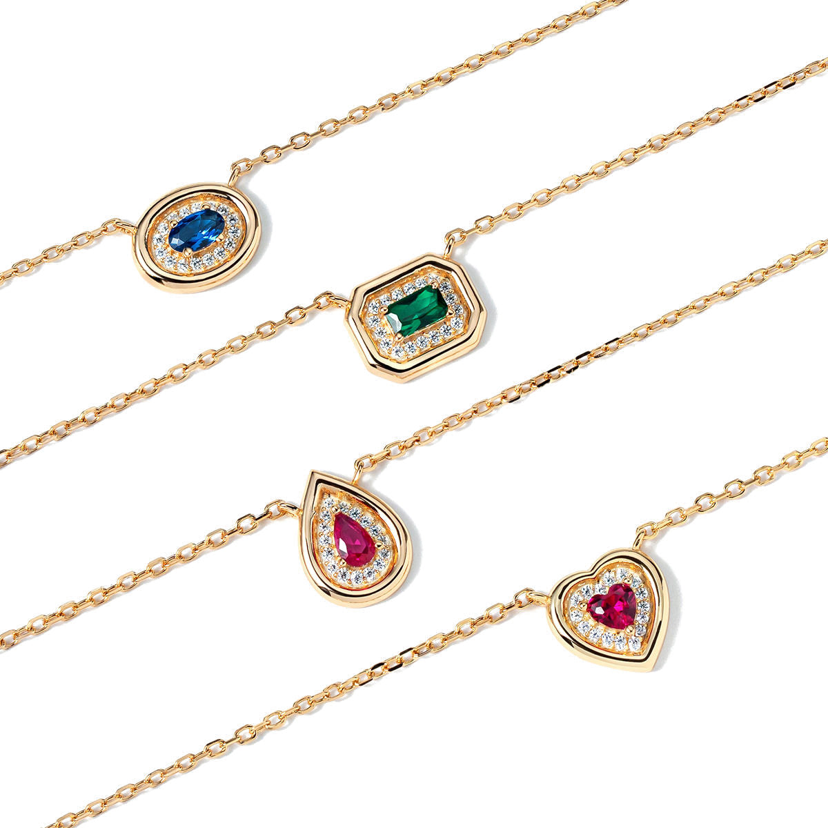 JUSSAN Teardrop Heart Pave Sterling Silver Necklace