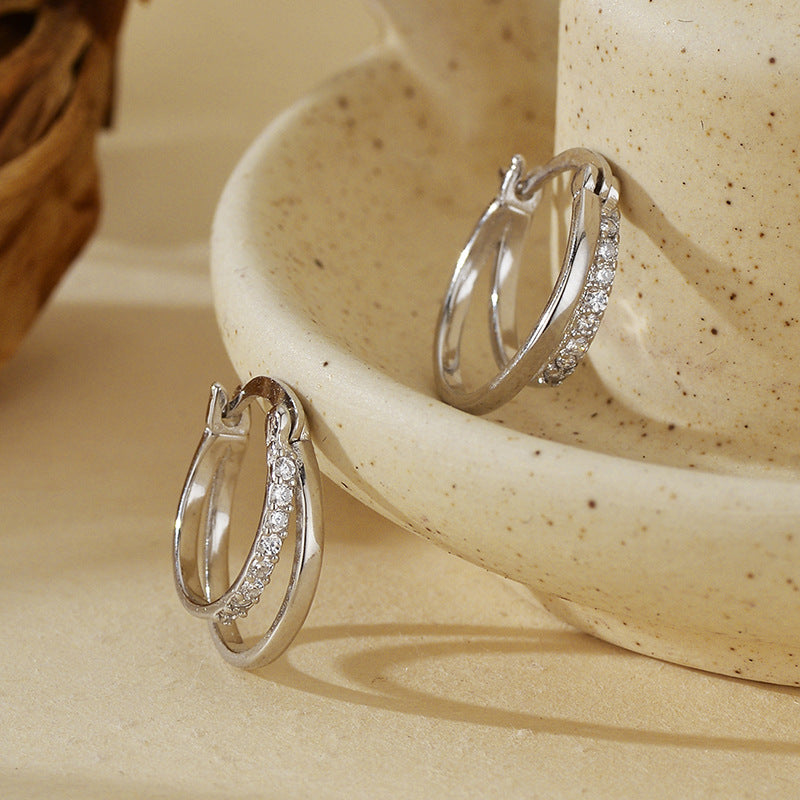 JUSSAN Layered Starlight Sterling Silver Earrings