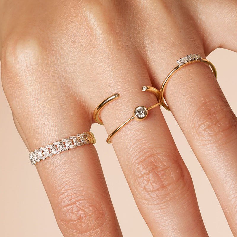JUSSAN Floral Pave Luxe Sterling Silver Ring