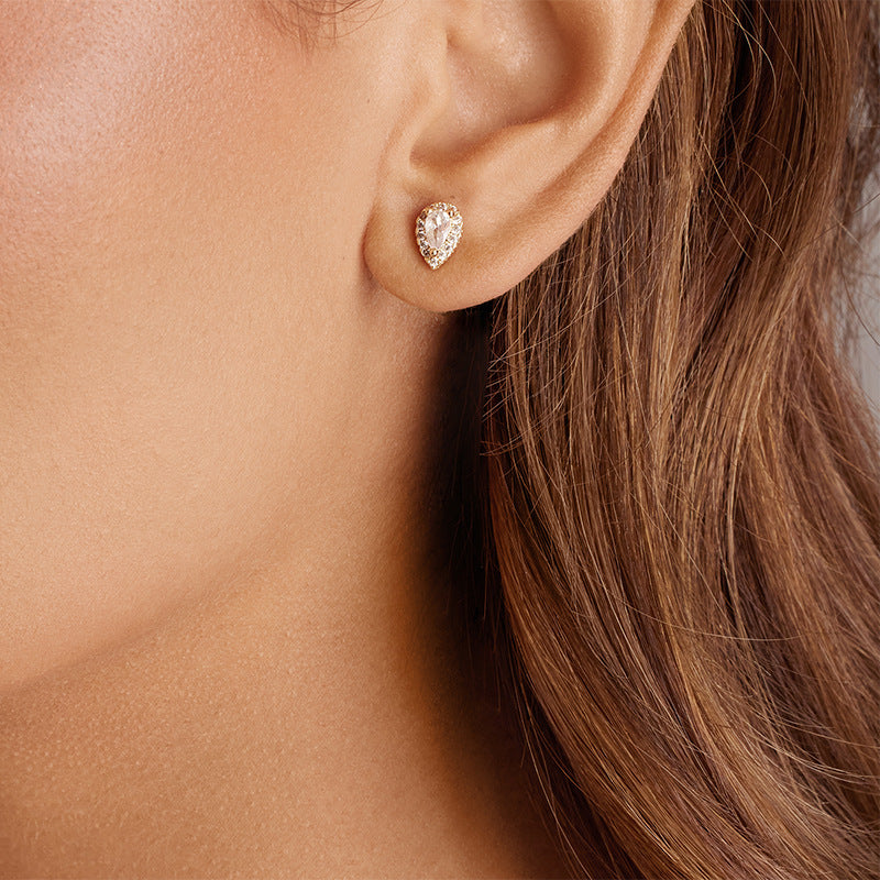 JUSSAN Teardrop Heart Pave Sterling Silver Earrings