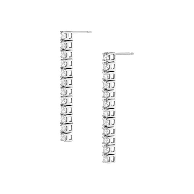 JUSSAN Pave Minimal Luxe Sterling Silver Earrings