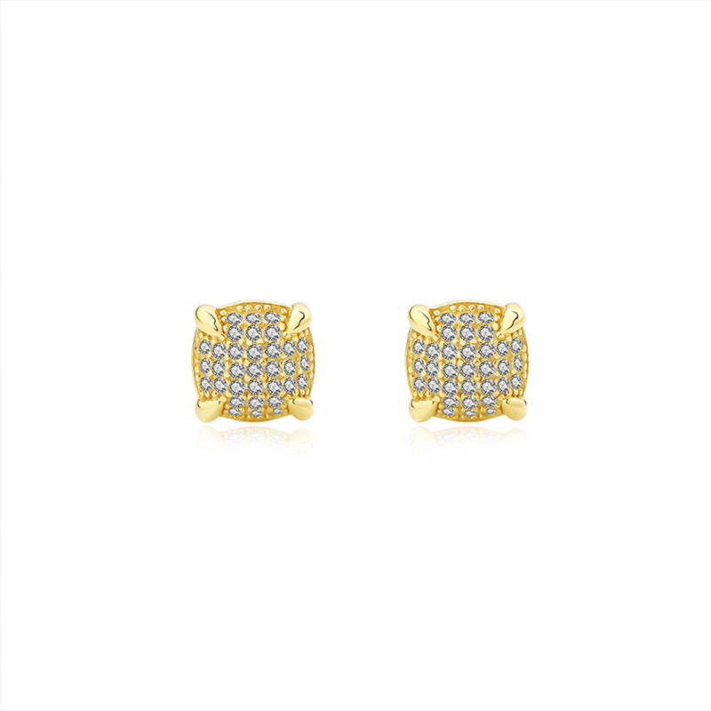 JUSSAN Geometric Pave Sterling Silver Earrings