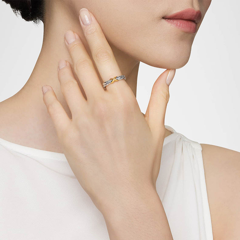 JUSSAN Cross Minimal Luxe Sterling Silver Ring