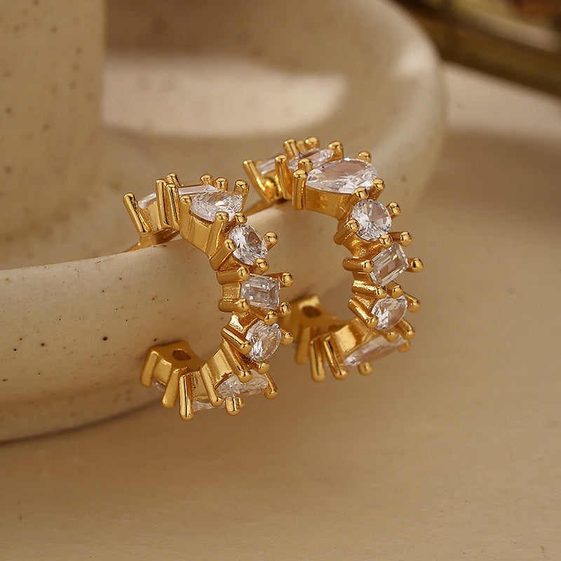JUSSAN Pave Hoop Luxe Sterling Silver Earrings