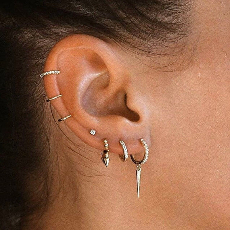JUSSAN Pave Hoop Sterling Silver Earrings