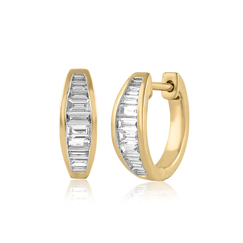 JUSSAN Geometric Pave Minimal Silver Earrings