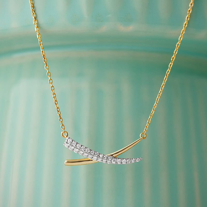JUSSAN Cross Pave Minimal Sterling Silver Necklace